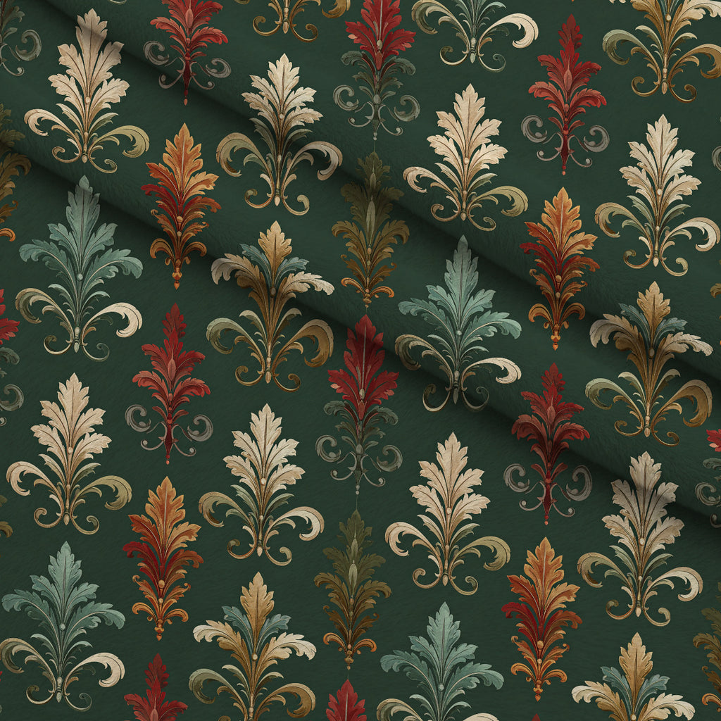 Crimson Boughs and Gold Pattern 23 Minky Fabric — plush minky folded close-up preview (mv-minky-v1:lying)