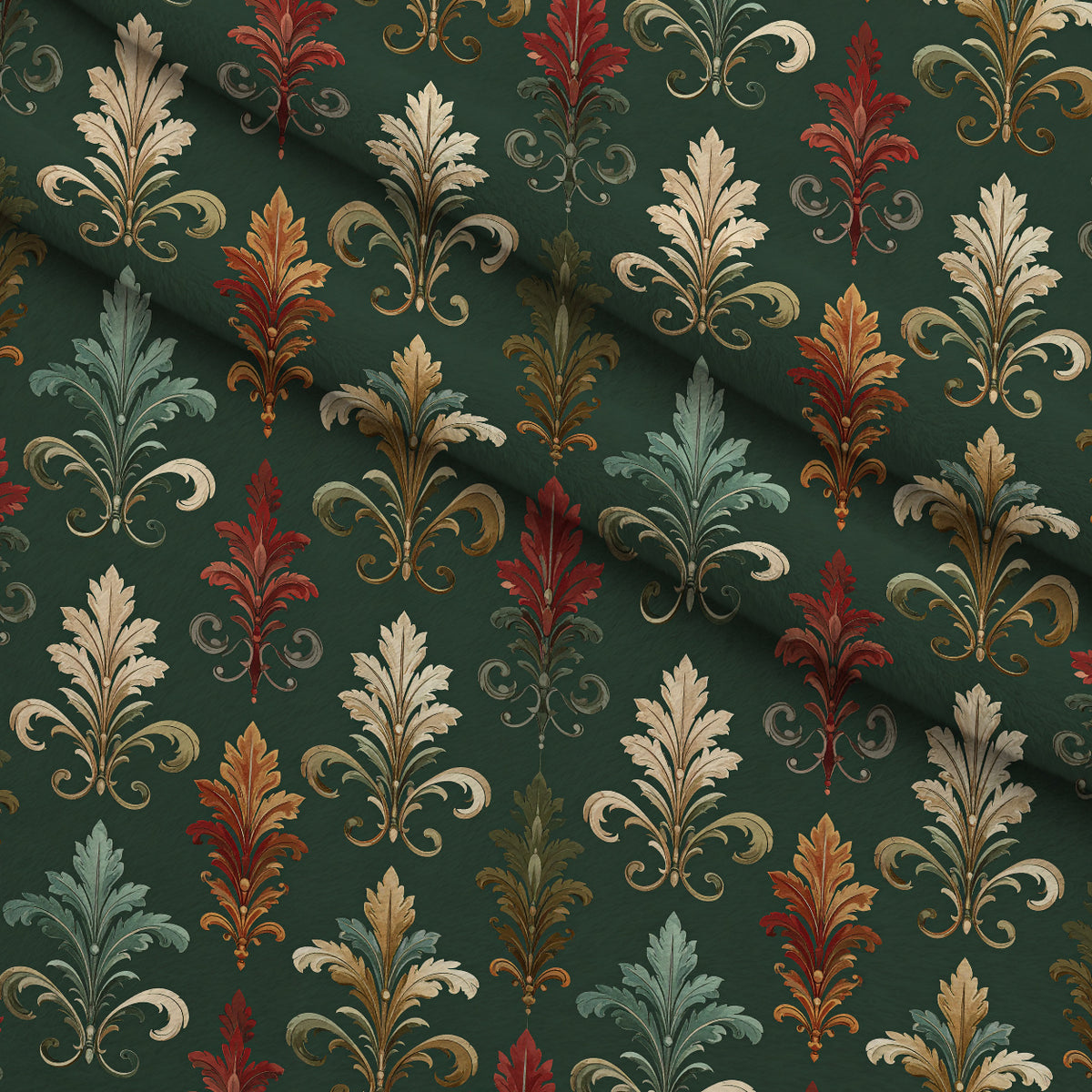 Crimson Boughs and Gold Pattern 23 Minky Fabric — plush minky folded close-up preview (mv-minky-v1:lying)