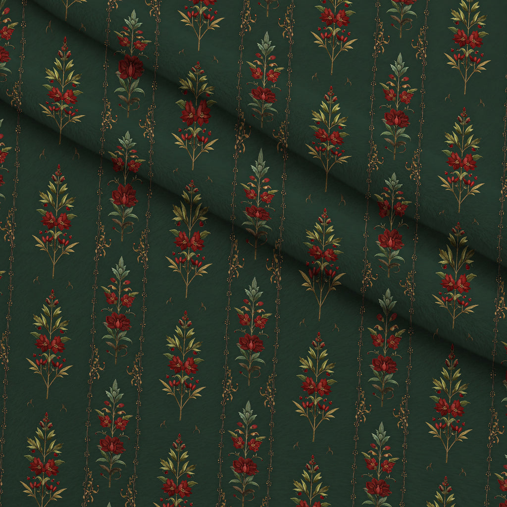 Crimson Boughs and Gold Pattern 25 Minky Fabric — plush minky folded close-up preview (mv-minky-v1:lying)