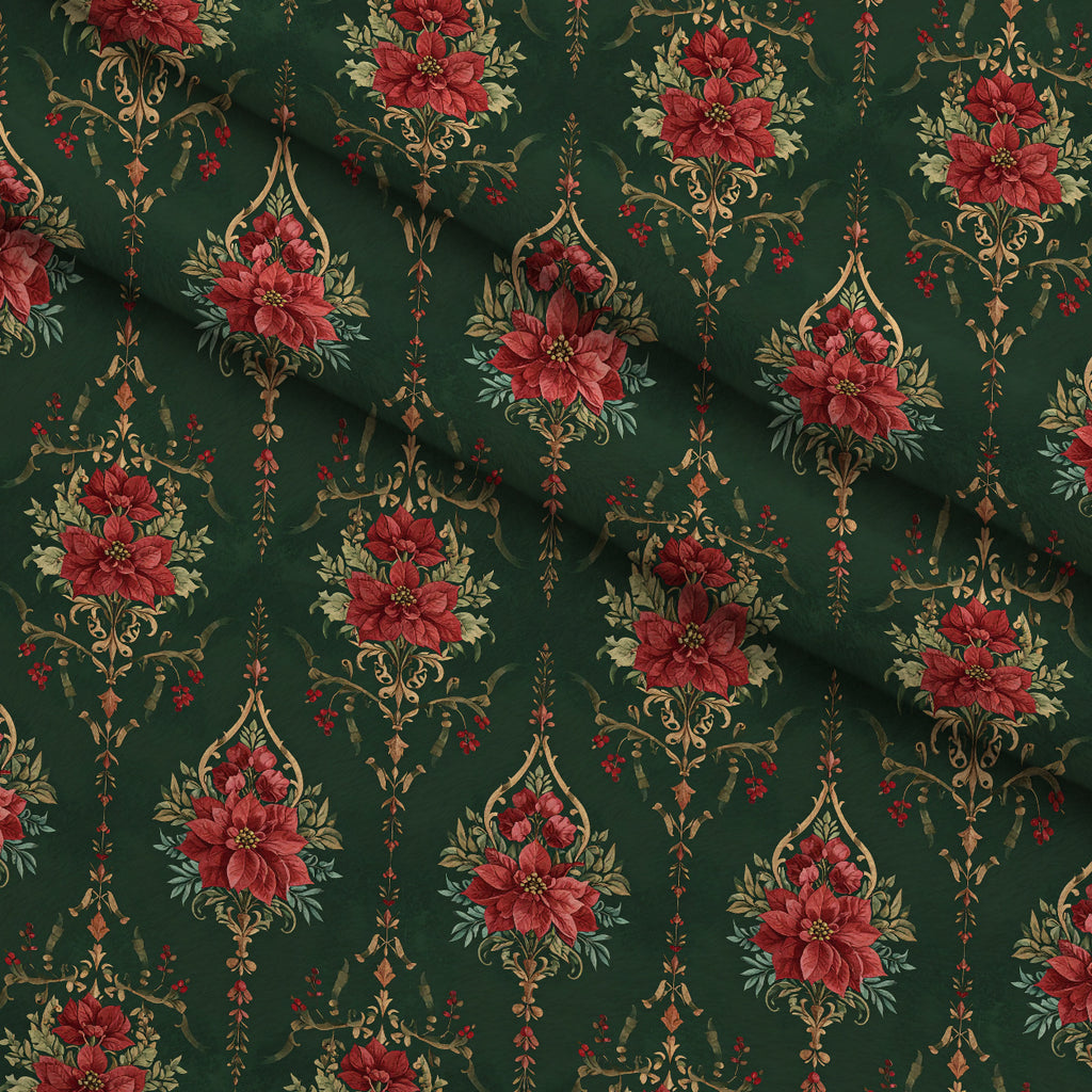 Crimson Boughs and Gold Pattern 26 Minky Fabric — plush minky folded close-up preview (mv-minky-v1:lying)