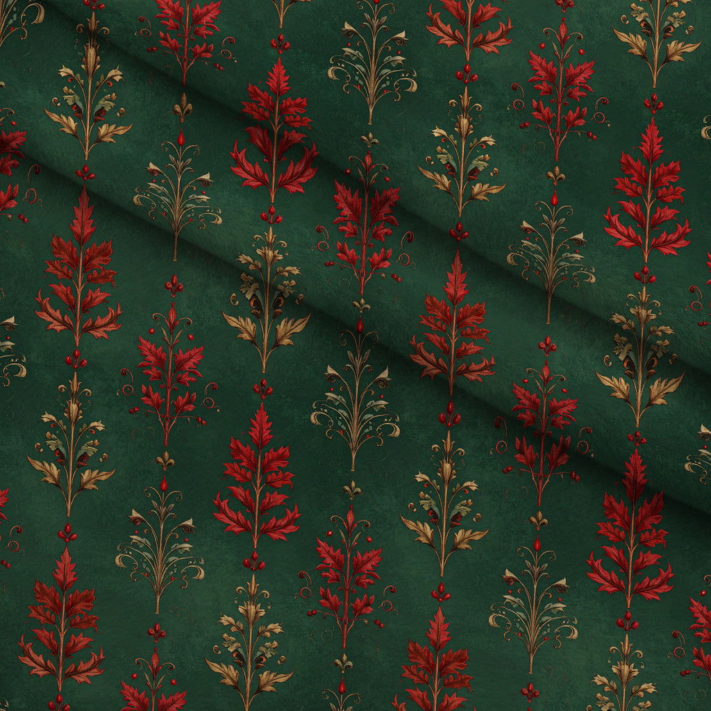 Crimson Boughs and Gold Pattern 3 Minky Fabric — plush minky folded close-up preview (mv-minky-v1:lying)