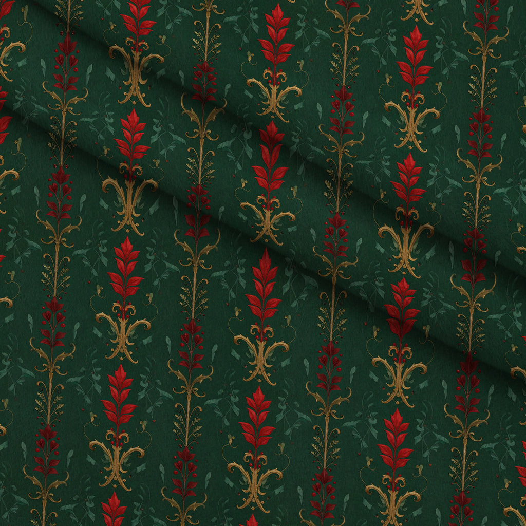 Crimson Boughs and Gold Pattern 4 Minky Fabric — plush minky folded close-up preview (mv-minky-v1:lying)