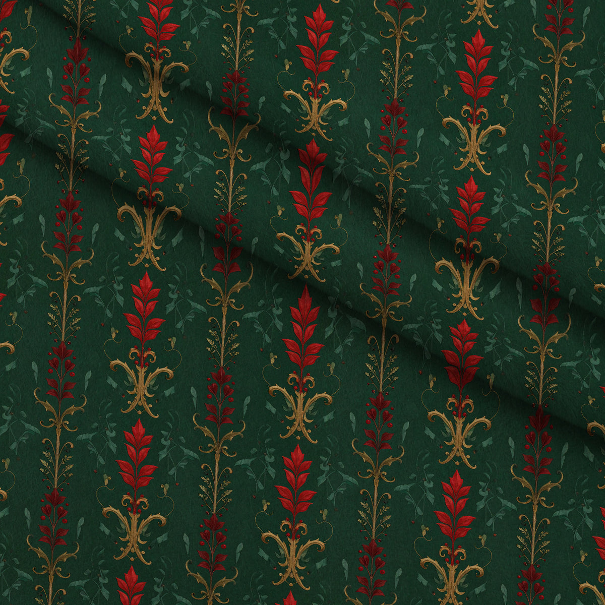 Crimson Boughs and Gold Pattern 4 Minky Fabric — plush minky folded close-up preview (mv-minky-v1:lying)