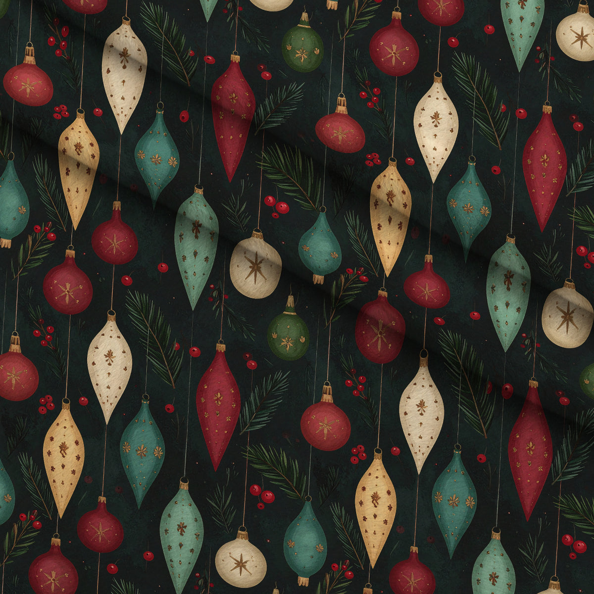 Crimson Boughs and Gold Pattern 5 Minky Fabric — plush minky folded close-up preview (mv-minky-v1:lying)