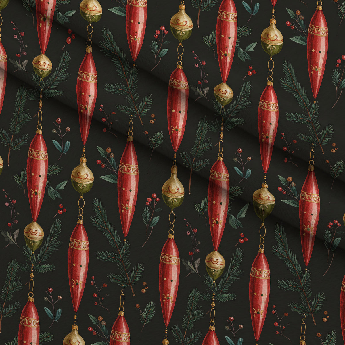 Crimson Boughs and Gold Pattern 8 Minky Fabric — plush minky folded close-up preview (mv-minky-v1:lying)