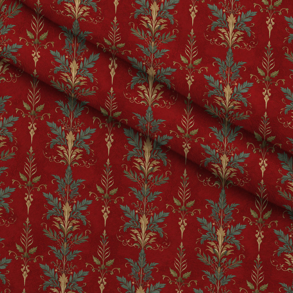 Crimson Boughs and Gold Pattern 9 Minky Fabric — plush minky folded close-up preview (mv-minky-v1:lying)