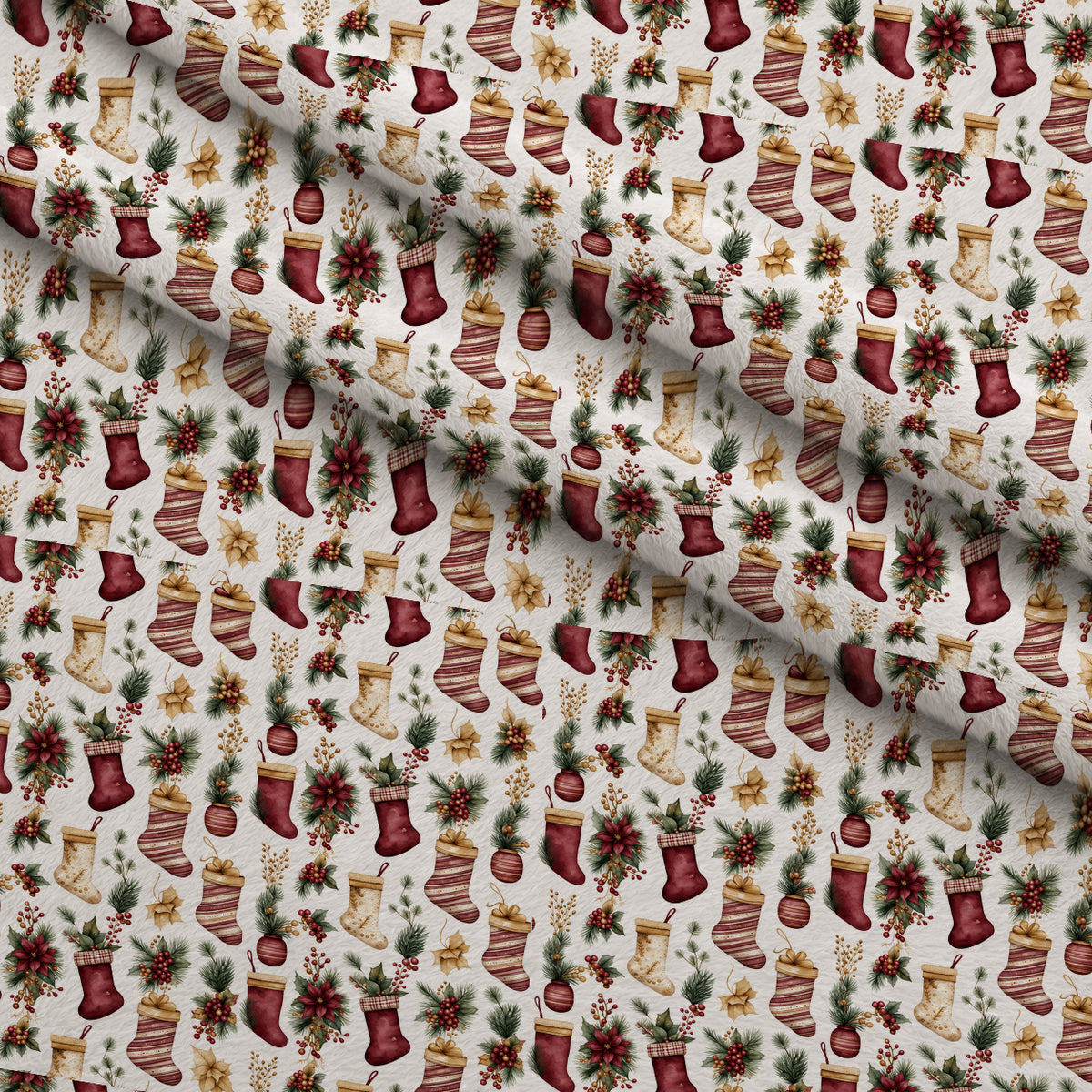 Crimson Hearth Christmas Pattern 7 Minky Fabric — plush minky folded close-up preview (mv-minky-v1:lying)