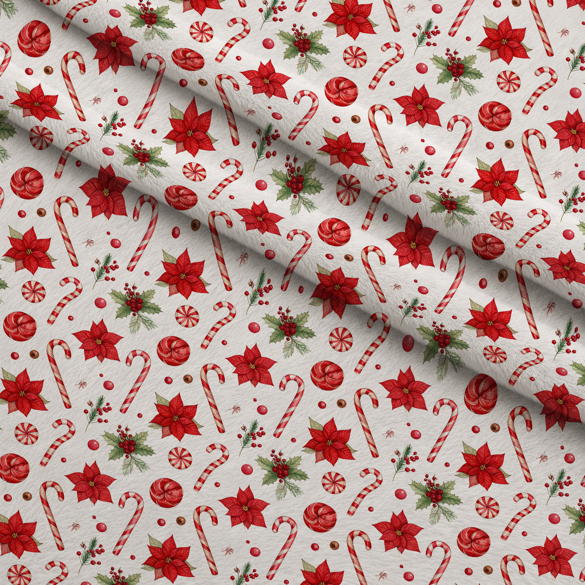 Crimson Holiday Whimsy Pattern 8 Minky Fabric — plush minky folded close-up preview (mv-minky-v1:lying)