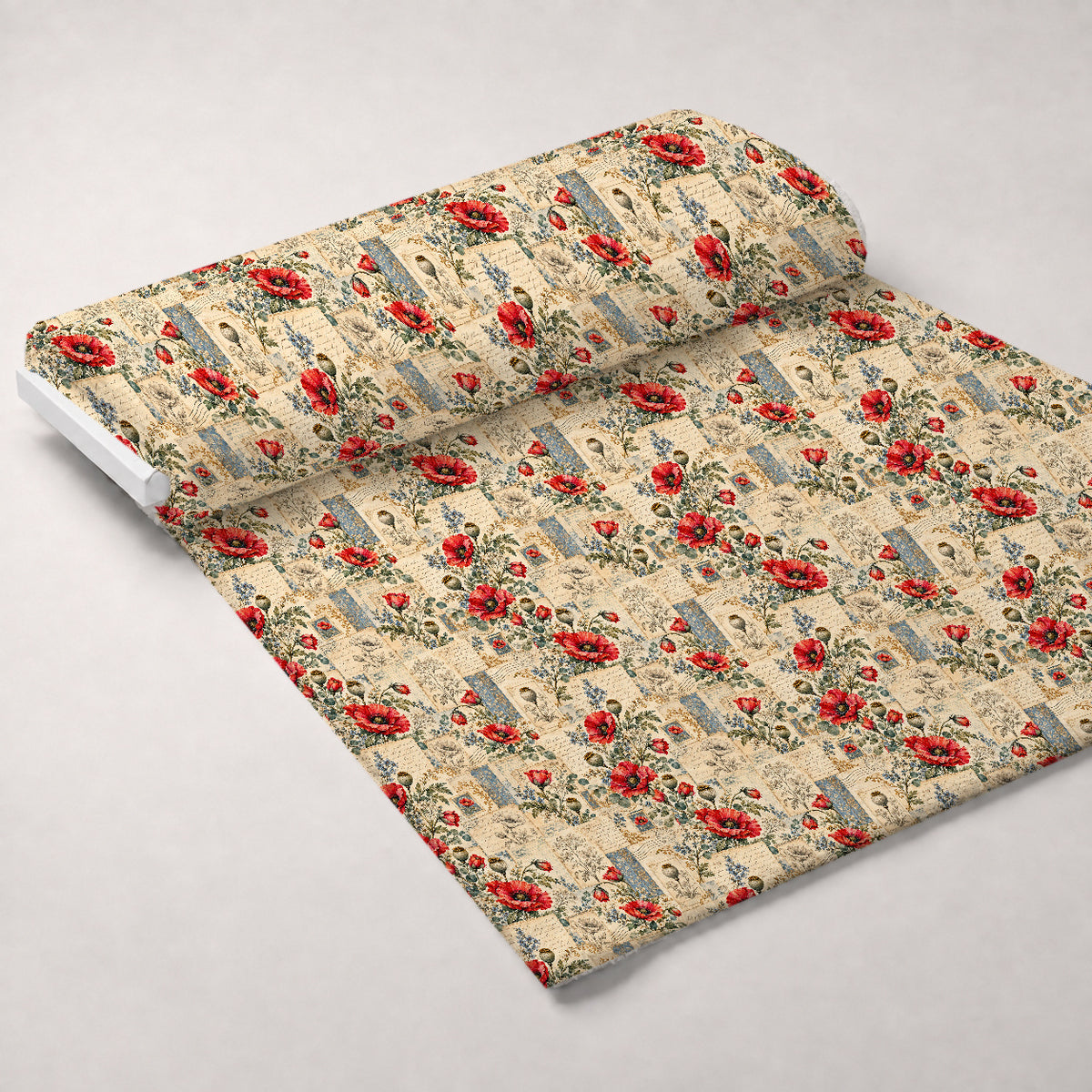Crimson Poppy Post Pattern 1 Minky Fabric — plush minky unrolled bolt preview (mv-minky-v1:bolt)