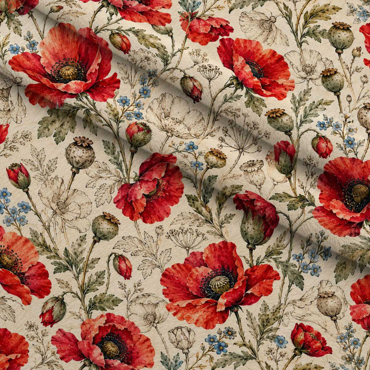 Crimson Poppy Post Pattern 7 Minky Fabric — plush minky folded close-up preview (mv-minky-v1:lying)