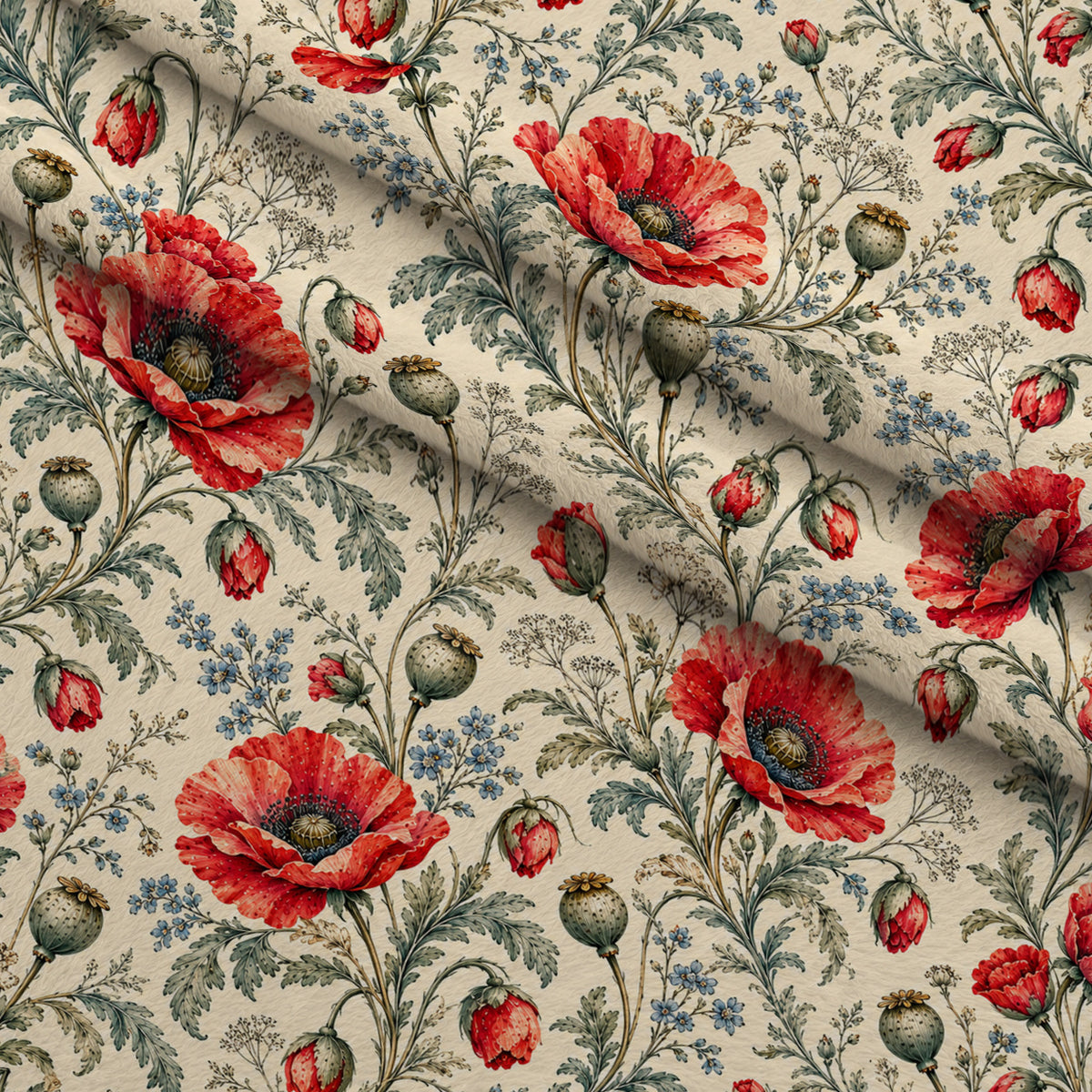 Crimson Poppy Post Pattern 8 Minky Fabric — plush minky folded close-up preview (mv-minky-v1:lying)