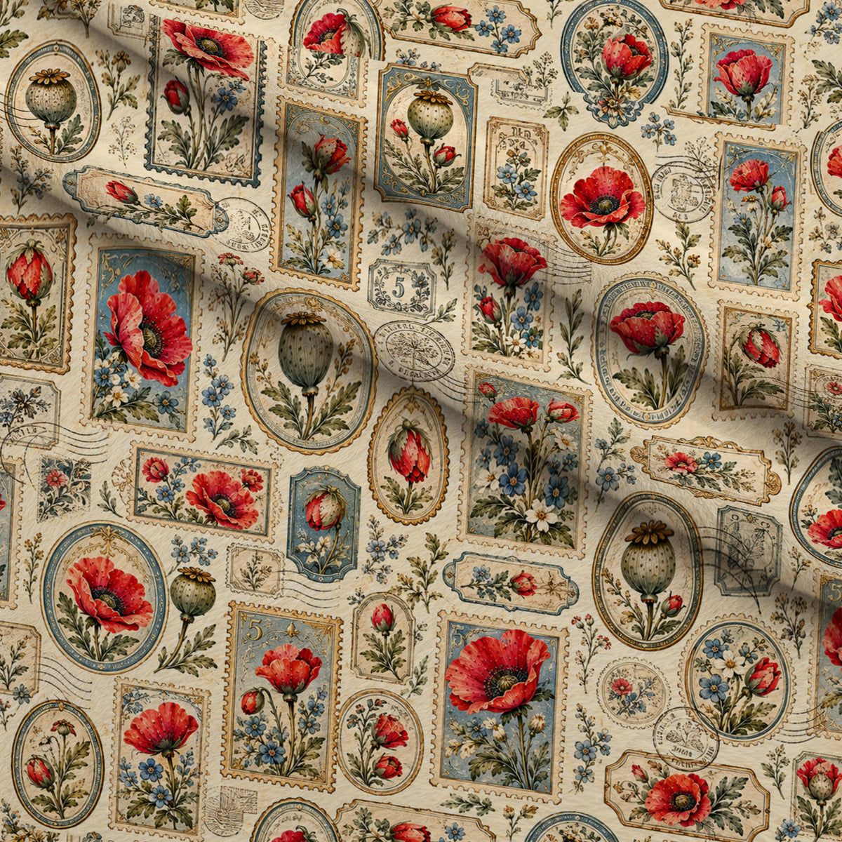 Crimson Poppy Post Pattern 9 Minky Fabric — plush minky folded close-up preview (mv-minky-v1:lying)