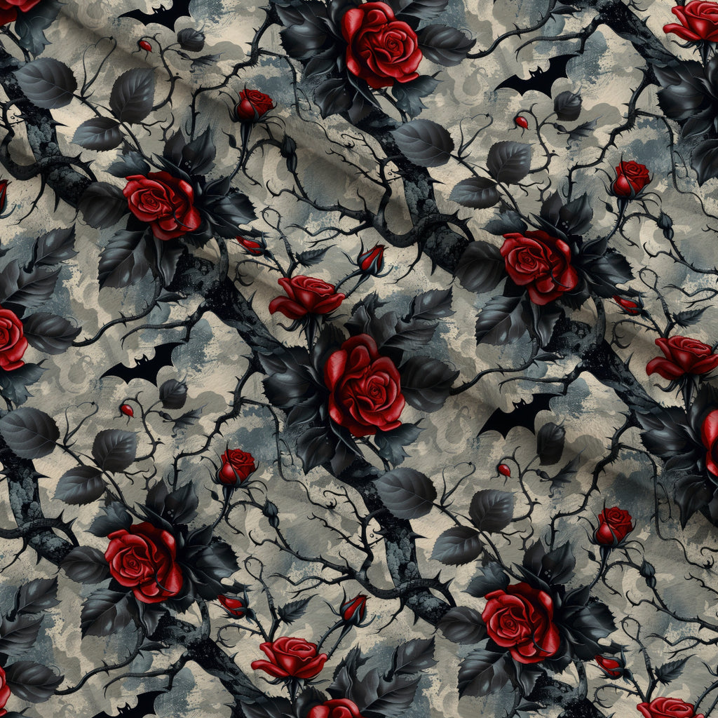 Crimson Thorns Pattern 9 Minky Fabric — plush minky folded close-up preview (mv-minky-v1:lying)