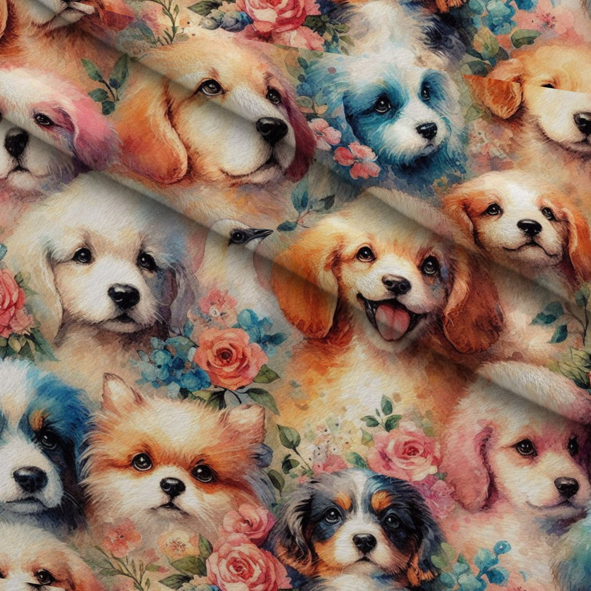 Cubist Canines Pattern 14 Minky Fabric — plush minky folded close-up preview (mv-minky-v1:lying)
