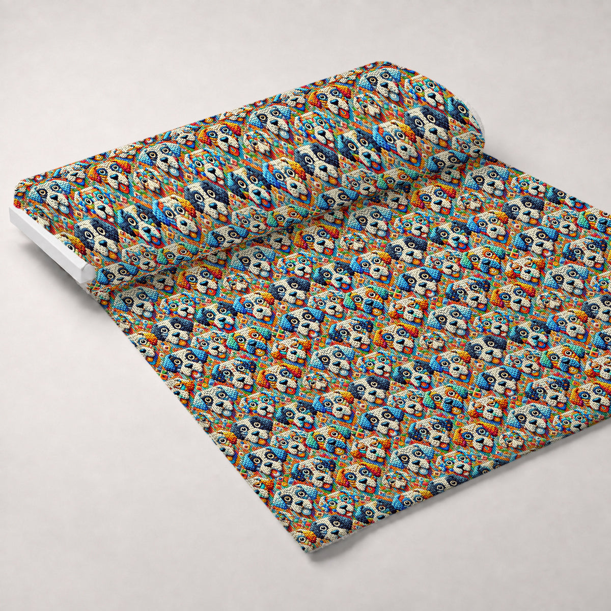 Cubist Canines Pattern 2 Minky Fabric — plush minky unrolled bolt preview (mv-minky-v1:bolt)