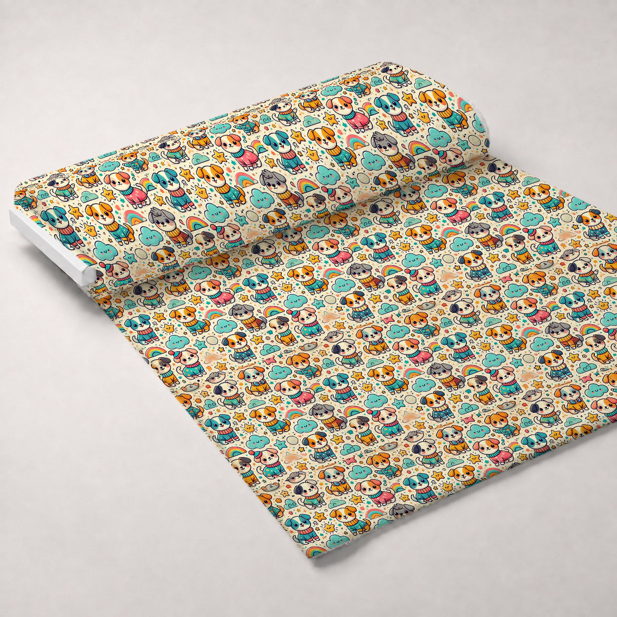 Cubist Canines Pattern 22 Minky Fabric — plush minky unrolled bolt preview (mv-minky-v1:bolt)