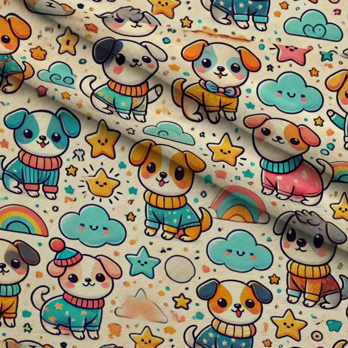 Cubist Canines Pattern 22 Minky Fabric — plush minky folded close-up preview (mv-minky-v1:lying)