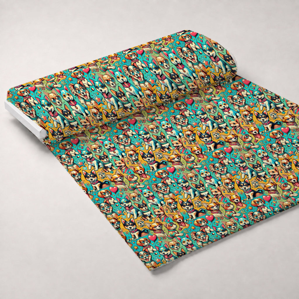 Cubist Canines Pattern 23 Minky Fabric — plush minky unrolled bolt preview (mv-minky-v1:bolt)