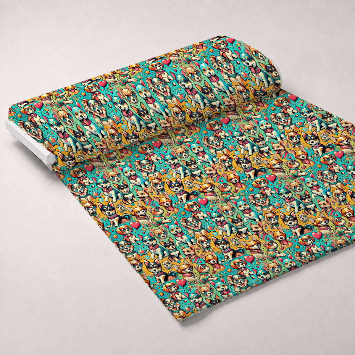 Cubist Canines Pattern 23 Minky Fabric — plush minky unrolled bolt preview (mv-minky-v1:bolt)