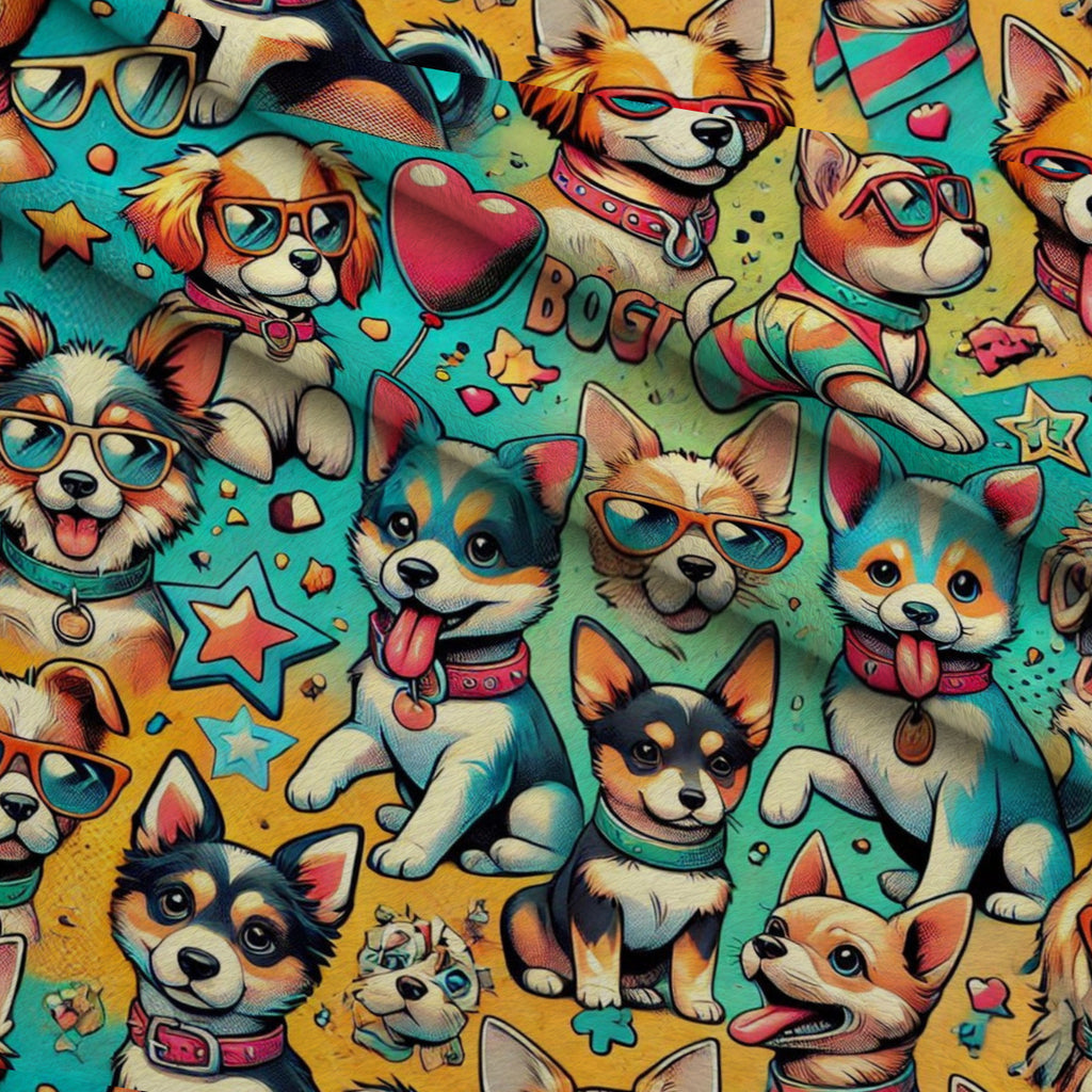 Cubist Canines Pattern 23 Minky Fabric — plush minky folded close-up preview (mv-minky-v1:lying)