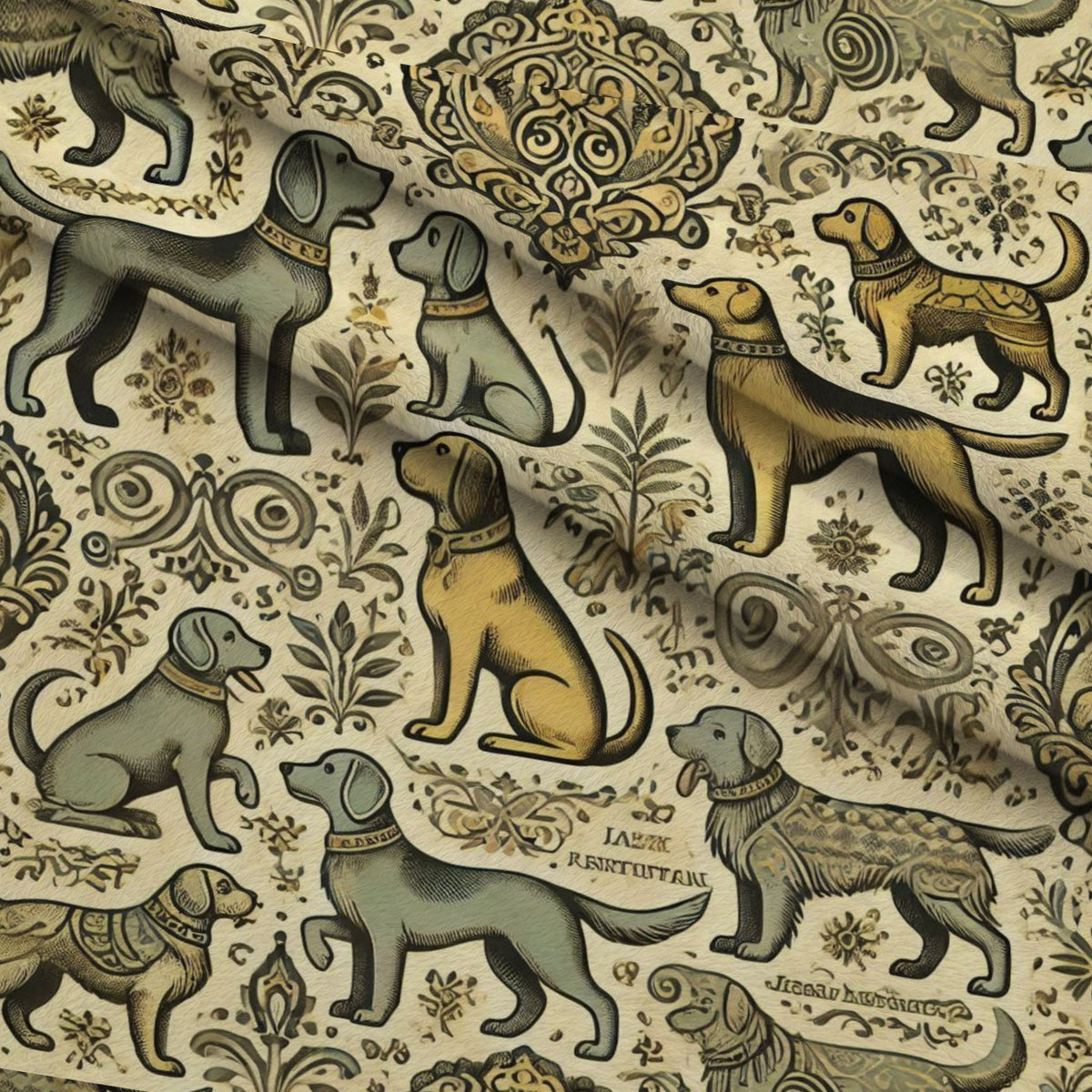 Cubist Canines Pattern 24 Minky Fabric — plush minky folded close-up preview (mv-minky-v1:lying)