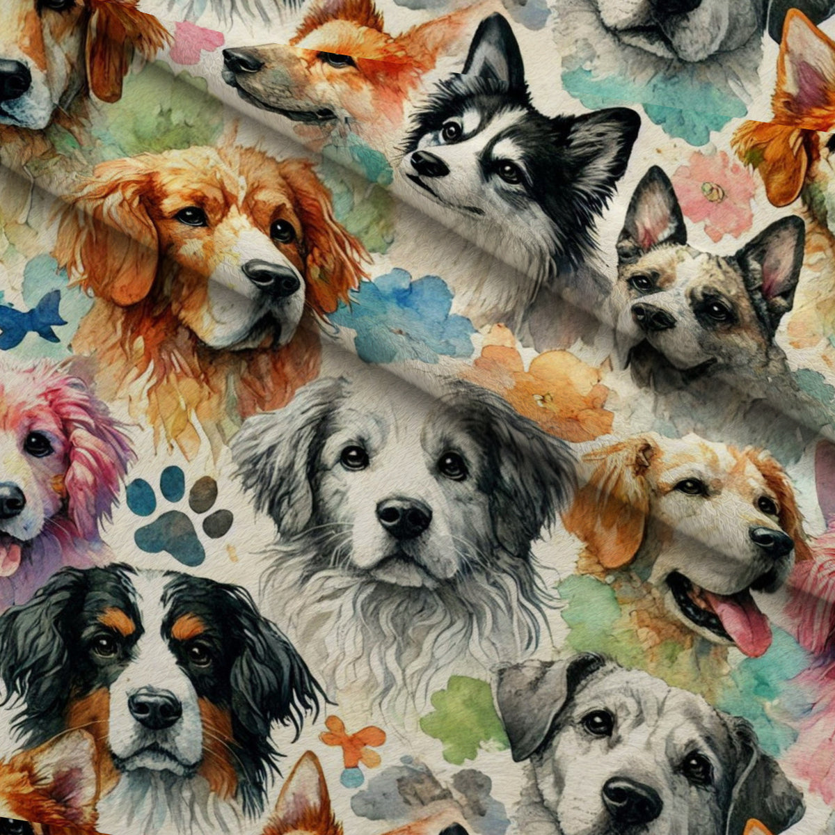 Cubist Canines Pattern 27 Minky Fabric — plush minky folded close-up preview (mv-minky-v1:lying)