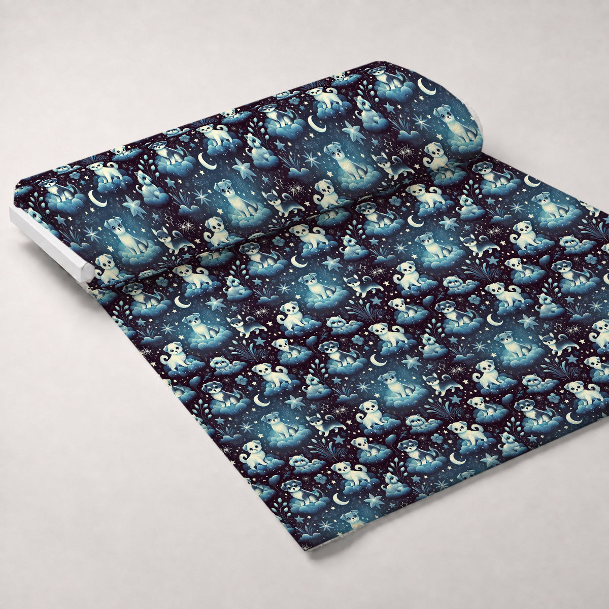 Cubist Canines Pattern 28 Minky Fabric — plush minky unrolled bolt preview (mv-minky-v1:bolt)