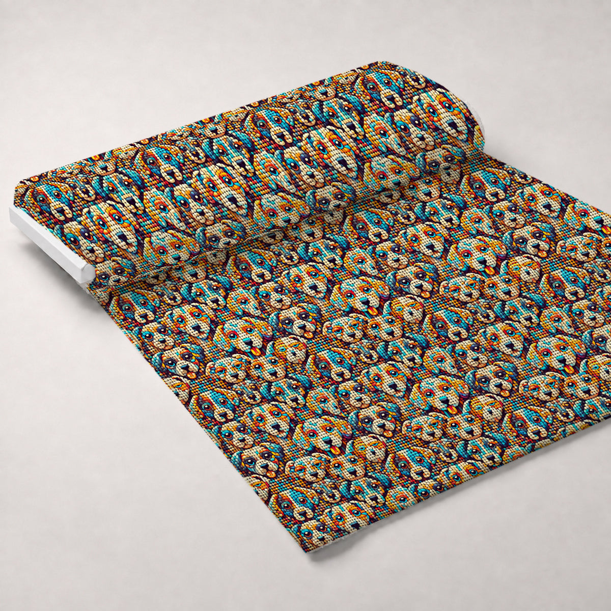 Cubist Canines Pattern 34 Minky Fabric — plush minky unrolled bolt preview (mv-minky-v1:bolt)