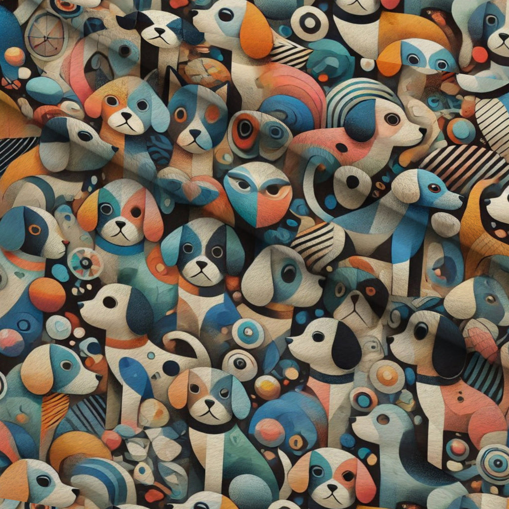 Cubist Canines Pattern 36 Minky Fabric — plush minky folded close-up preview (mv-minky-v1:lying)