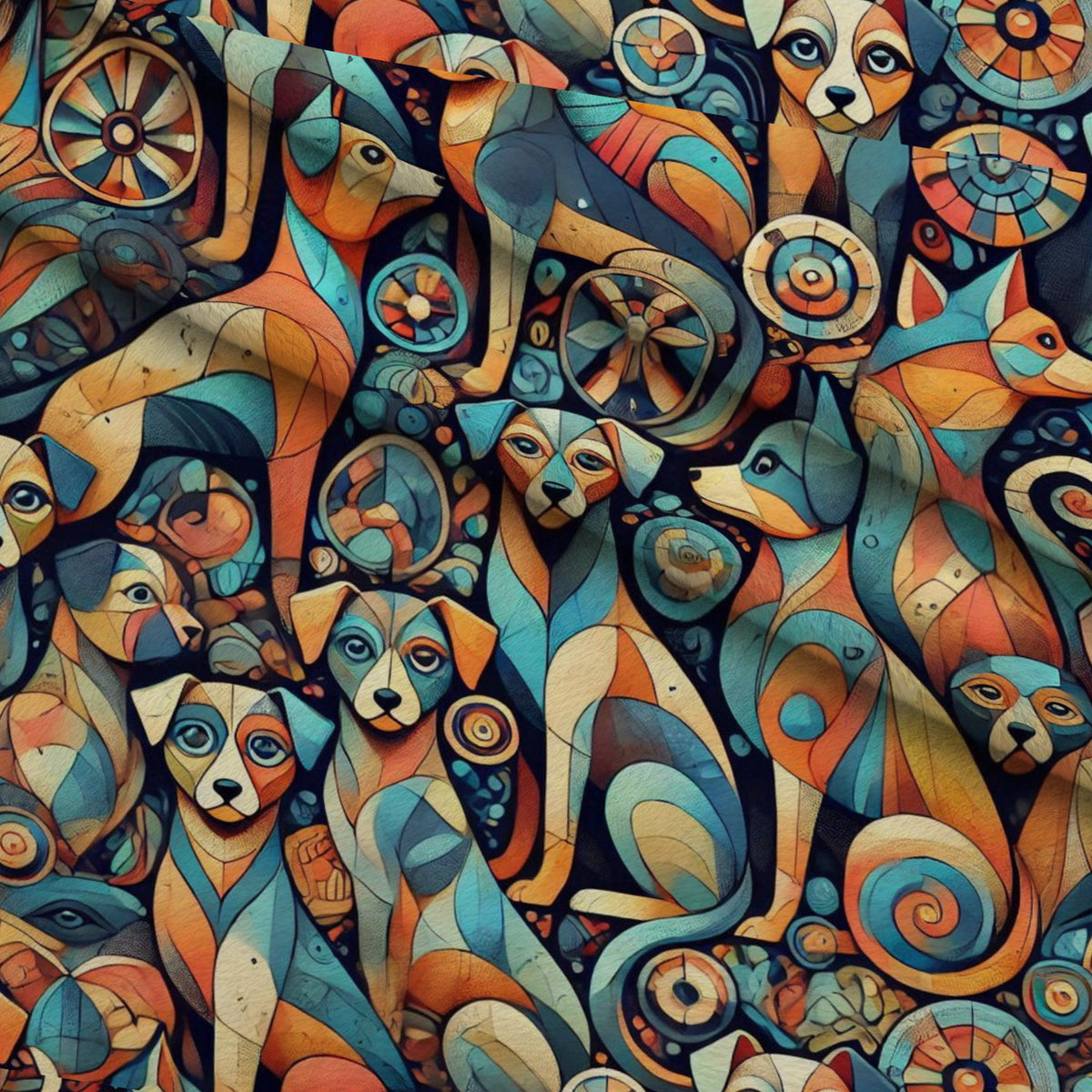 Cubist Canines Pattern 37 Minky Fabric — plush minky folded close-up preview (mv-minky-v1:lying)