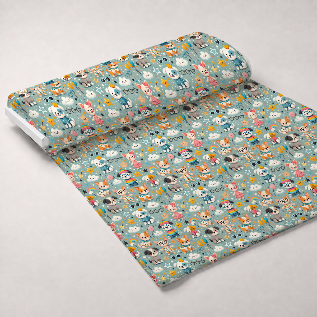 Cubist Canines Pattern 4 Minky Fabric — plush minky unrolled bolt preview (mv-minky-v1:bolt)