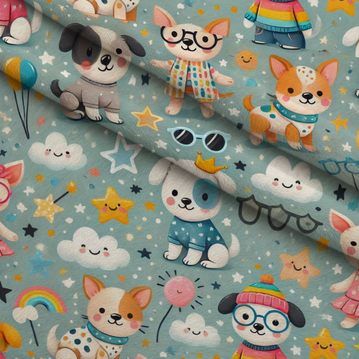 Cubist Canines Pattern 4 Minky Fabric — plush minky folded close-up preview (mv-minky-v1:lying)
