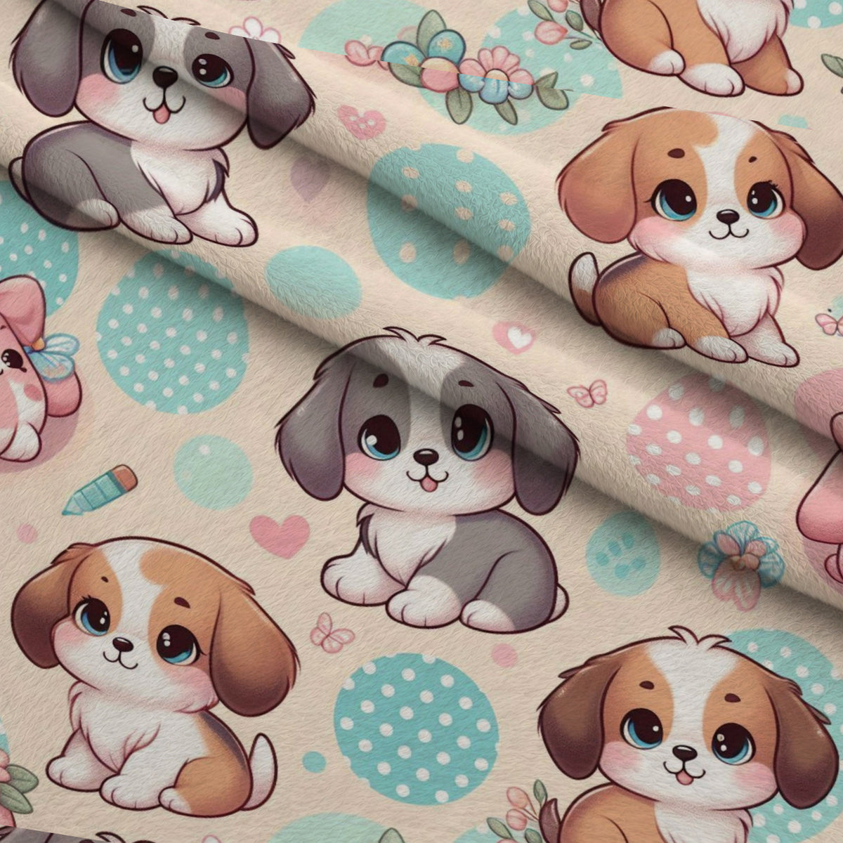 Cubist Canines Pattern 7 Minky Fabric — plush minky folded close-up preview (mv-minky-v1:lying)