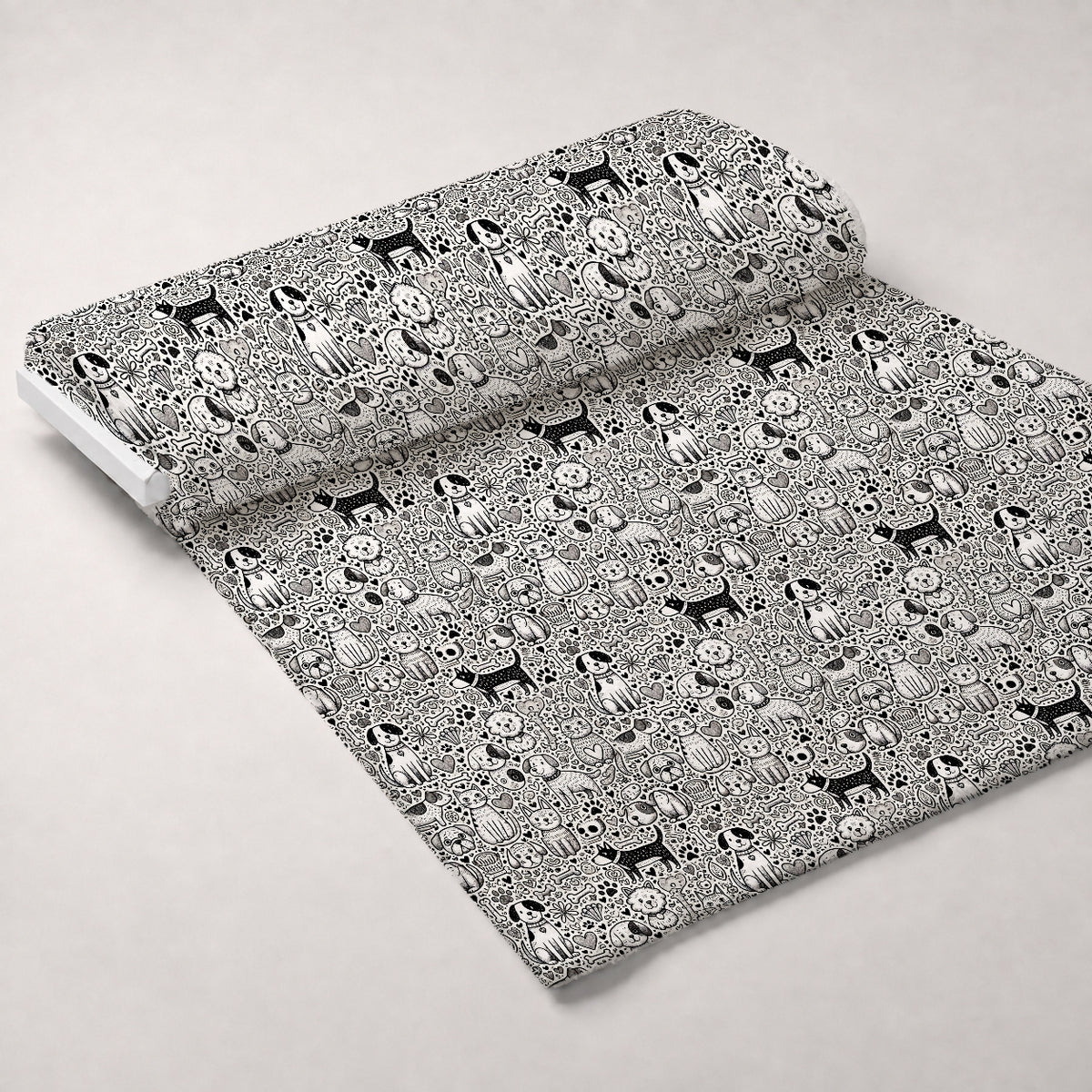 Cubist Canines Pattern 9 Minky Fabric — plush minky unrolled bolt preview (mv-minky-v1:bolt)