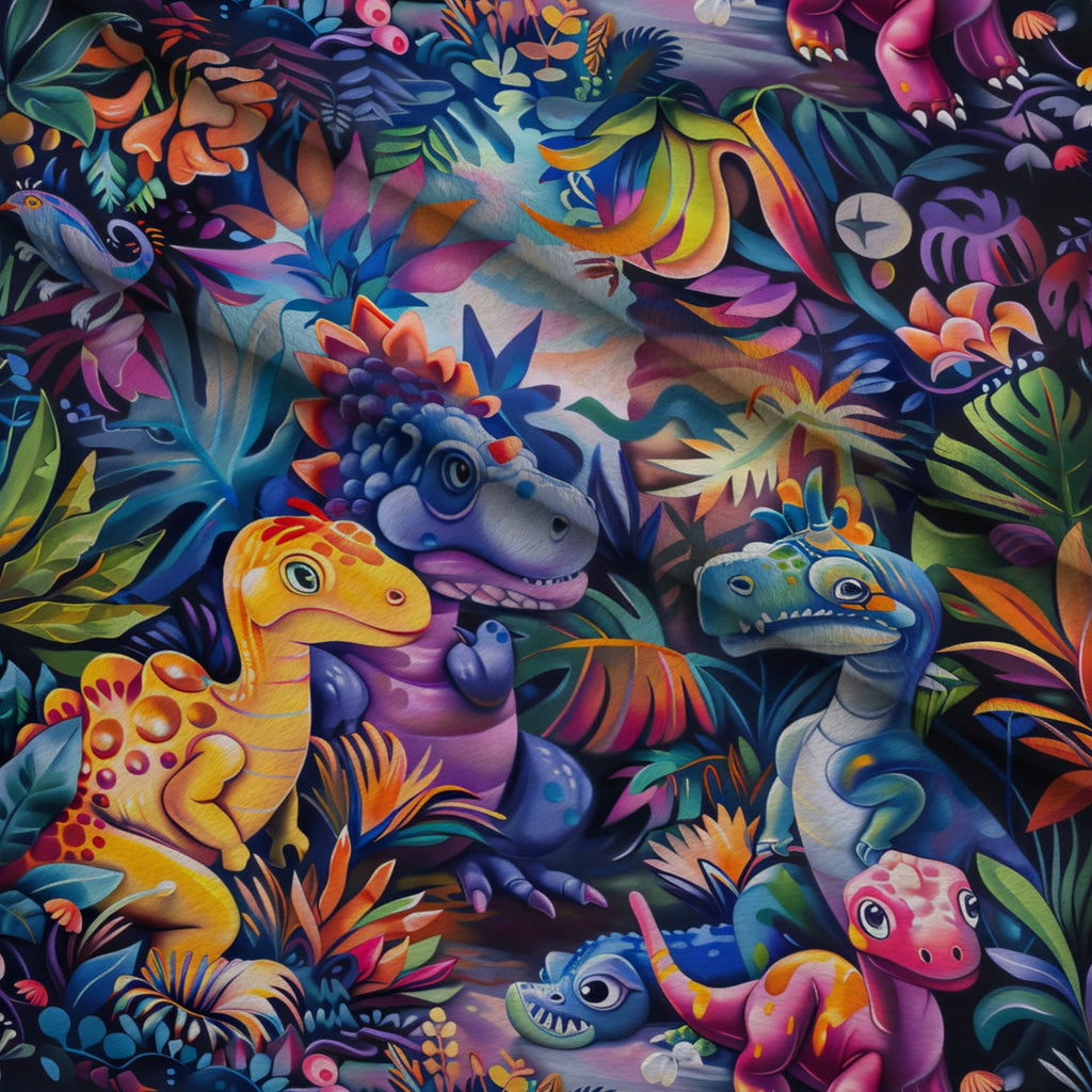 Dinosaurs in the Jungle Minky Fabric — plush minky folded close-up preview (mv-minky-v1:lying)