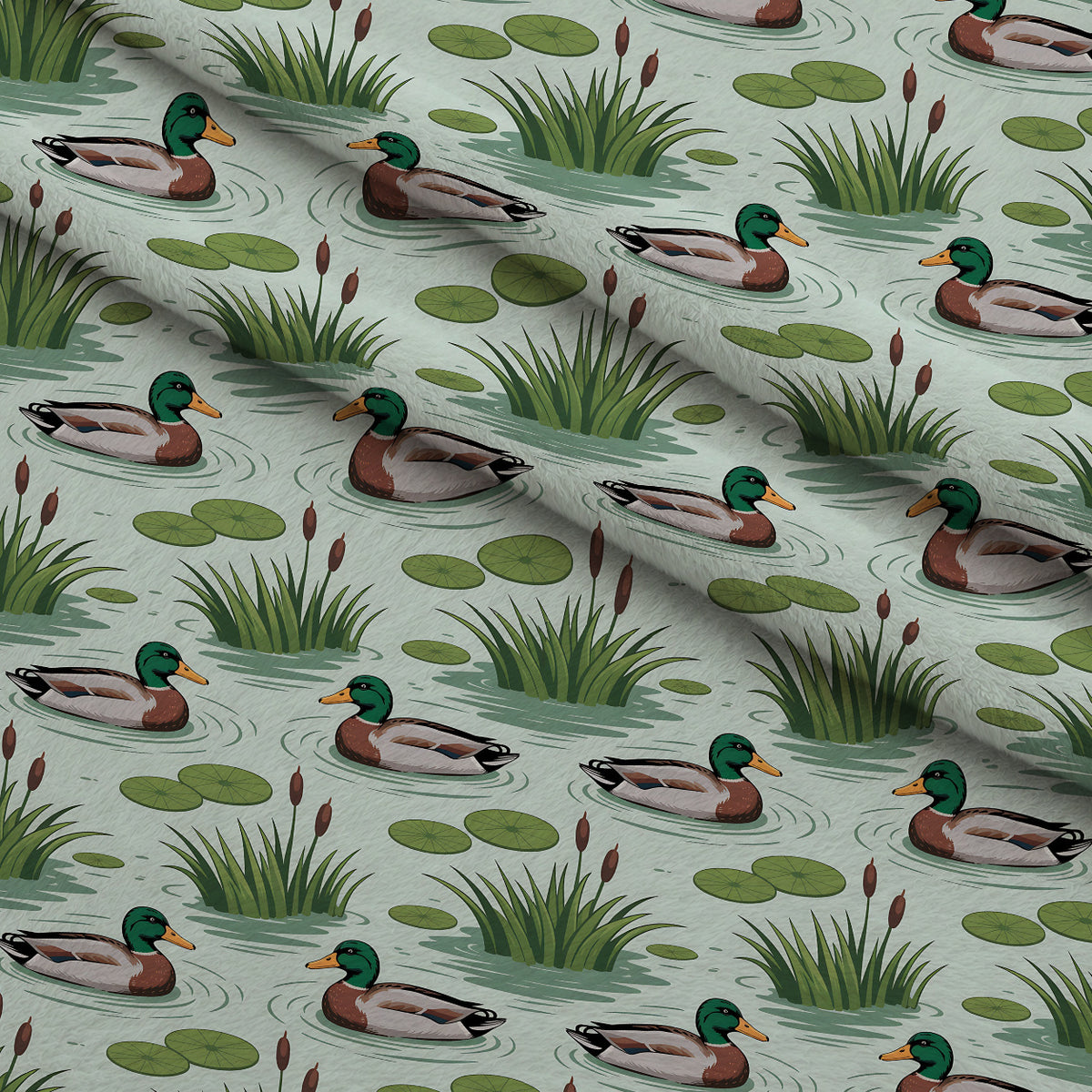 Drakes and Lilies Pattern 1 Minky Fabric — plush minky folded close-up preview (mv-minky-v1:lying)