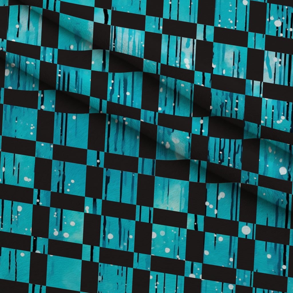 Dripping Turquoise Liquid Pattern 16 Minky Fabric — plush minky folded close-up preview (mv-minky-v1:lying)