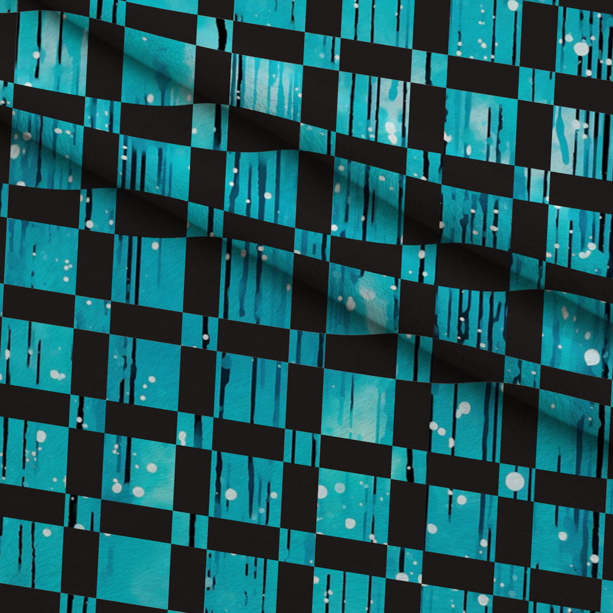 Dripping Turquoise Liquid Pattern 16 Minky Fabric — plush minky folded close-up preview (mv-minky-v1:lying)