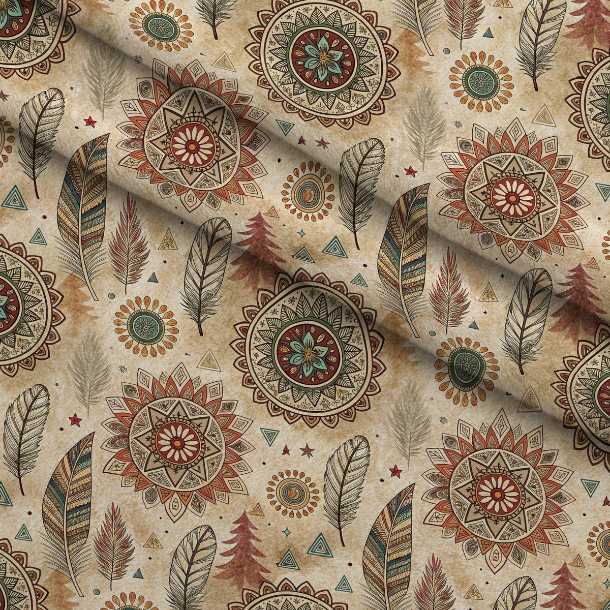 Earthen Plumes Pattern 1 Minky Fabric — plush minky folded close-up preview (mv-minky-v1:lying)