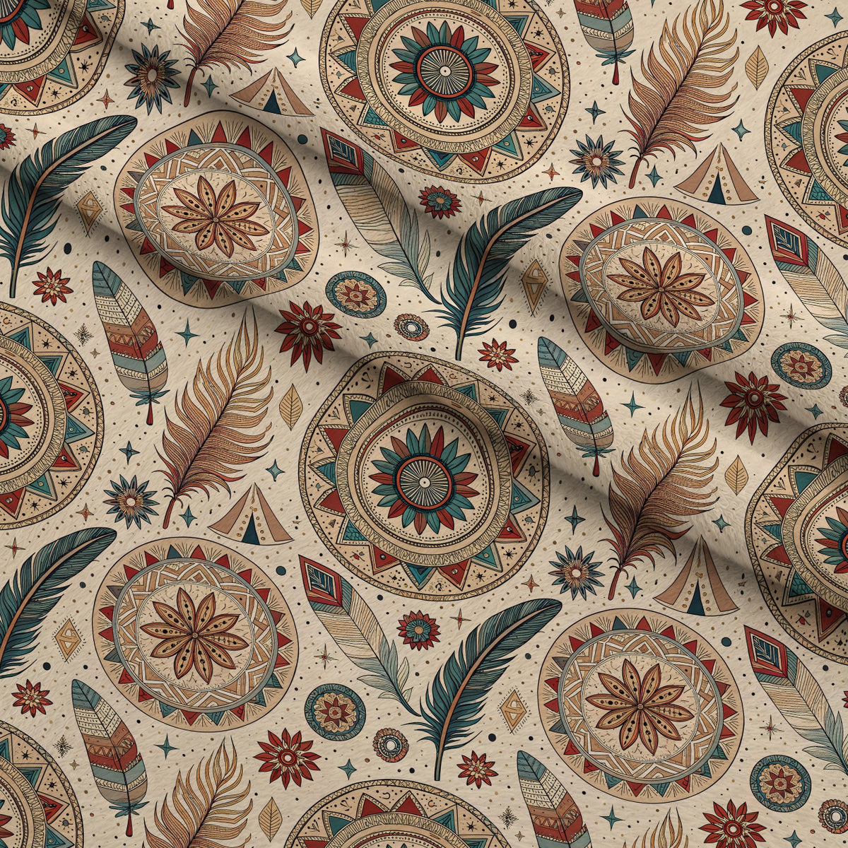 Earthen Plumes Pattern 10 Minky Fabric — plush minky folded close-up preview (mv-minky-v1:lying)