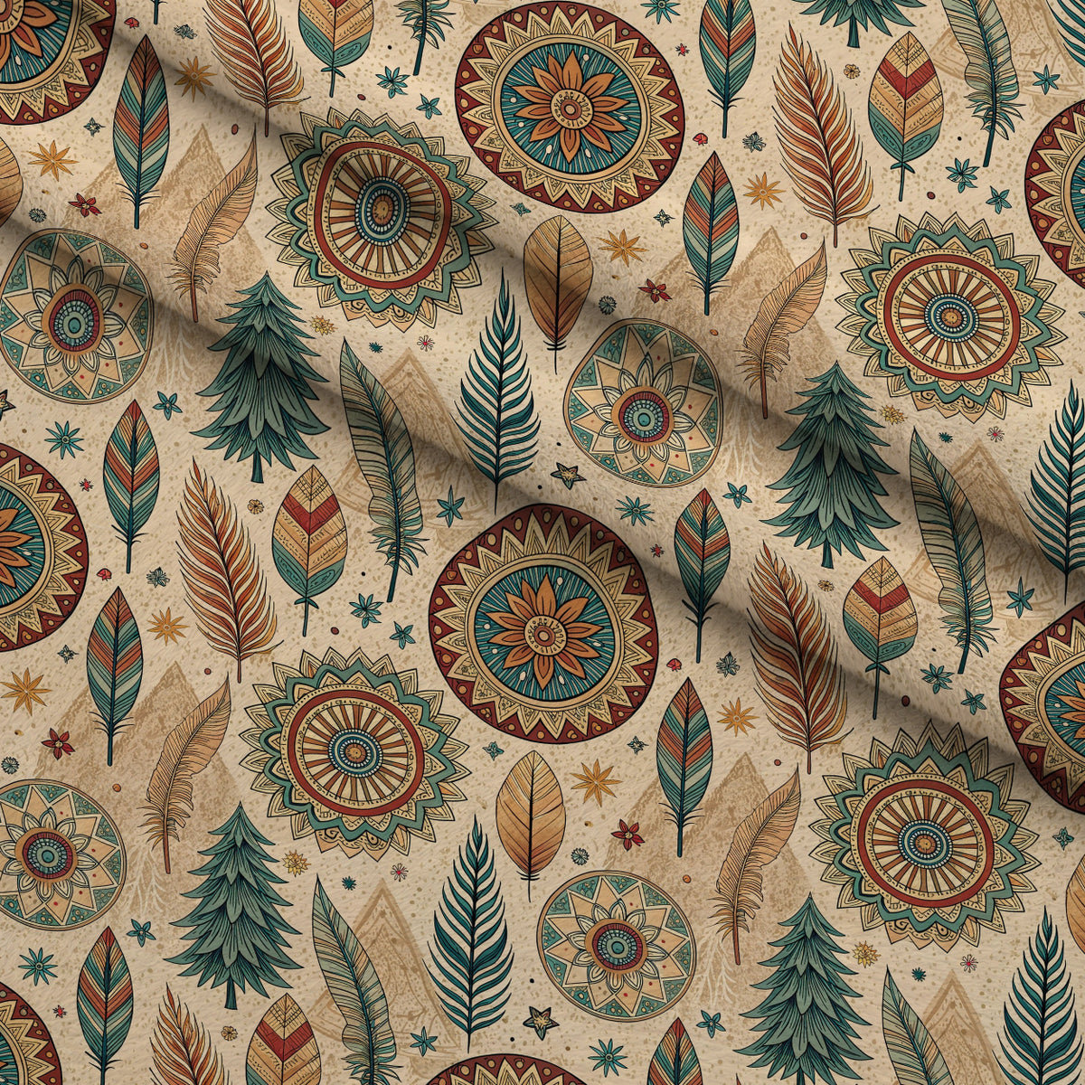 Earthen Plumes Pattern 3 Minky Fabric — plush minky folded close-up preview (mv-minky-v1:lying)