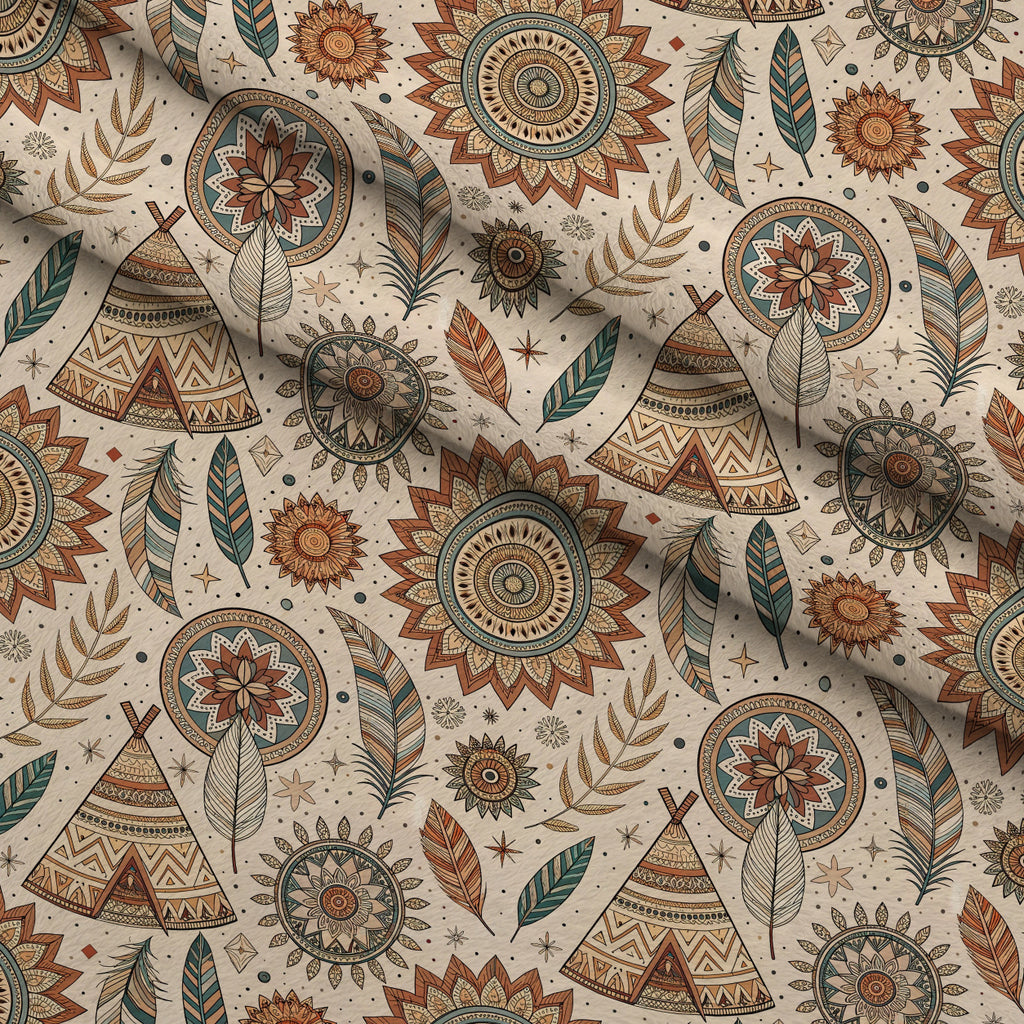 Earthen Plumes Pattern 4 Minky Fabric — plush minky folded close-up preview (mv-minky-v1:lying)