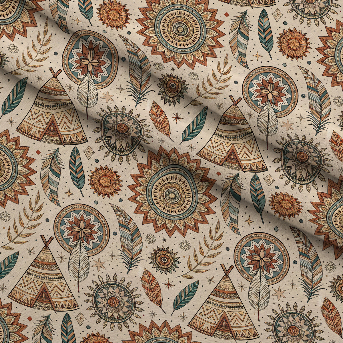 Earthen Plumes Pattern 4 Minky Fabric — plush minky folded close-up preview (mv-minky-v1:lying)