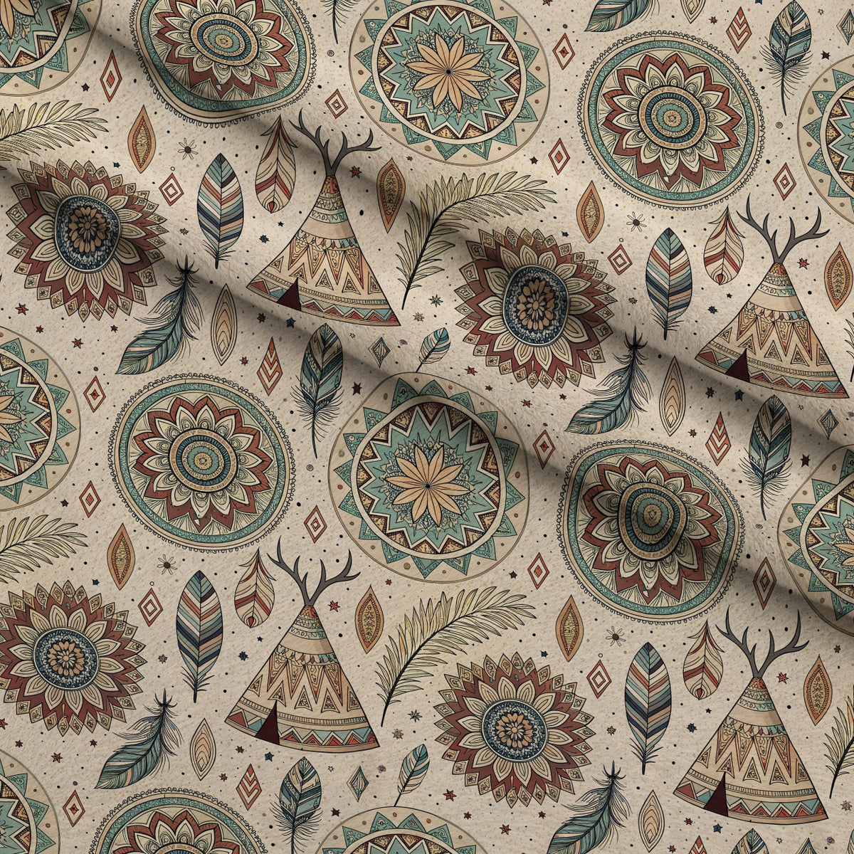 Earthen Plumes Pattern 6 Minky Fabric — plush minky folded close-up preview (mv-minky-v1:lying)