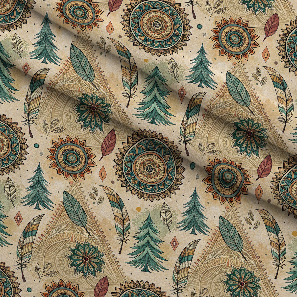 Earthen Plumes Pattern 8 Minky Fabric — plush minky folded close-up preview (mv-minky-v1:lying)