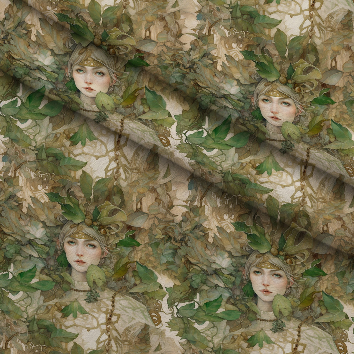 Enchanted Woodland Pattern 2 Minky Fabric — plush minky folded close-up preview (mv-minky-v1:lying)