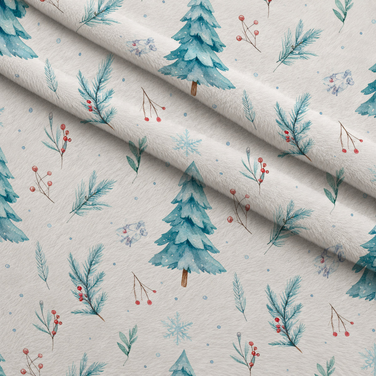 Evergreen Christmas Cheer Pattern 11 Minky Fabric — plush minky folded close-up preview (mv-minky-v1:lying)