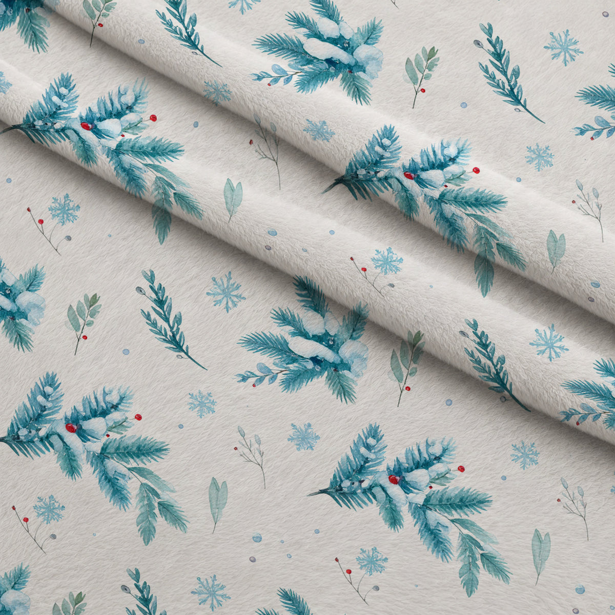Evergreen Christmas Cheer Pattern 12 Minky Fabric — plush minky folded close-up preview (mv-minky-v1:lying)