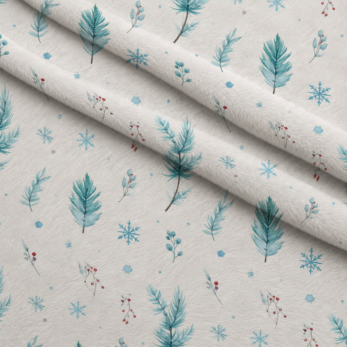 Evergreen Christmas Cheer Pattern 14 Minky Fabric — plush minky folded close-up preview (mv-minky-v1:lying)