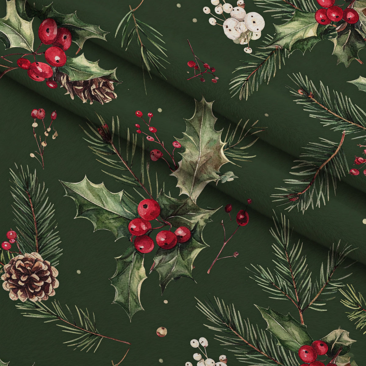 Evergreen Christmas Cheer Pattern 18 Minky Fabric — plush minky folded close-up preview (mv-minky-v1:lying)